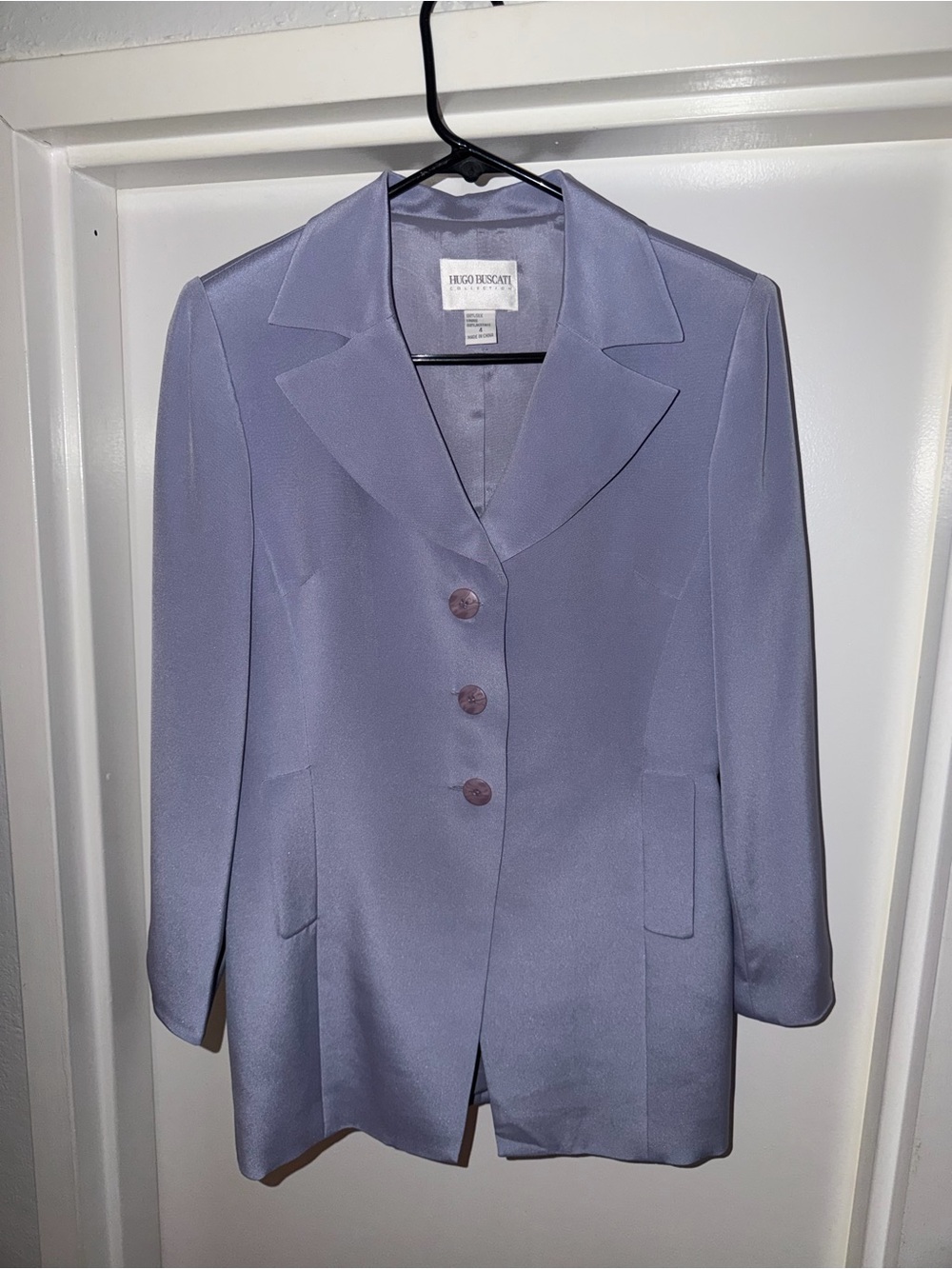 Hugo Buscati 100% Silk Lavender Purple Women's Blazer Jacket 4